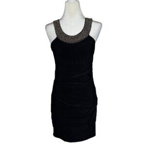 City Triangles Junior's Large Black with Beaded Neckline Sleeveless Dress